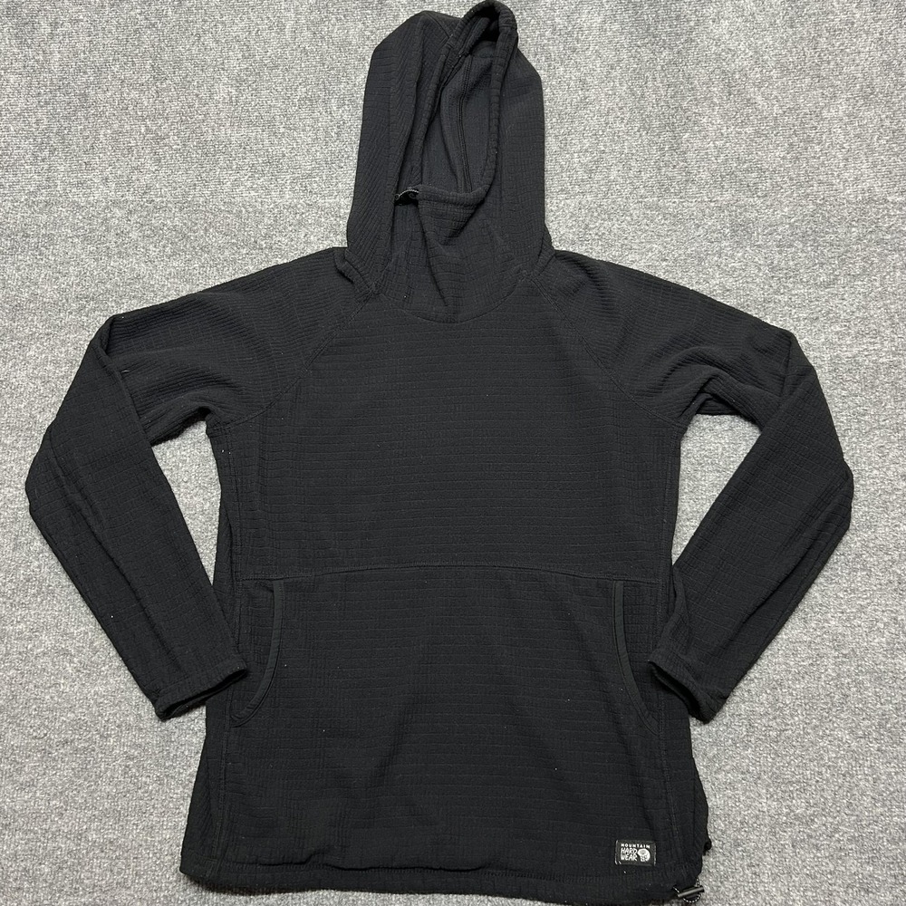 Mountain Hardwear Hoodie Womens Small Black Fleece Pullover Microgrid Hiking